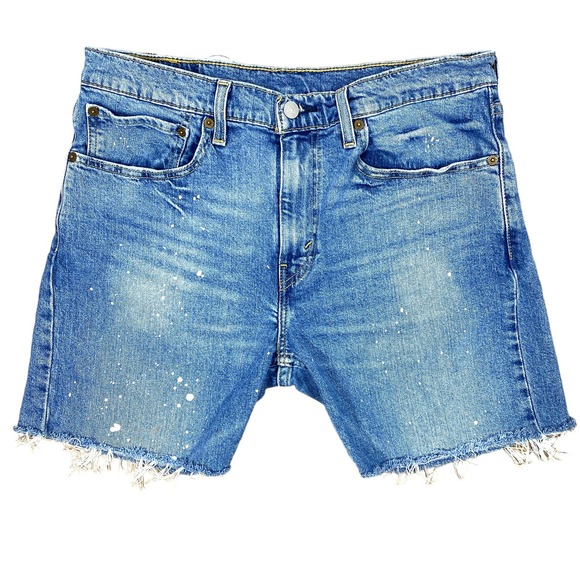 Levi's Pants - Levi's Cutoff Jean Shorts Women's Unisex 33" x 5.5" Stretch Denim Paint Splatter